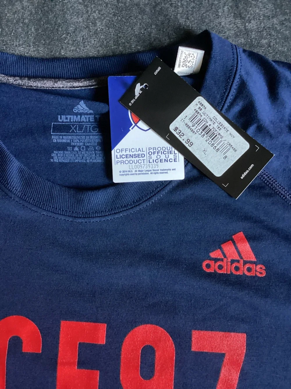 MLS Chiago Fire FC #CF97 Men in Red Soccer Adidas Ultimate Tee t-shirt Sz M-2XL